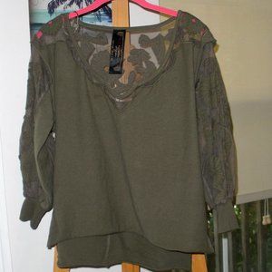 Vintage Free People Mesh /Applique accent Sweatshirt SZ:S/P